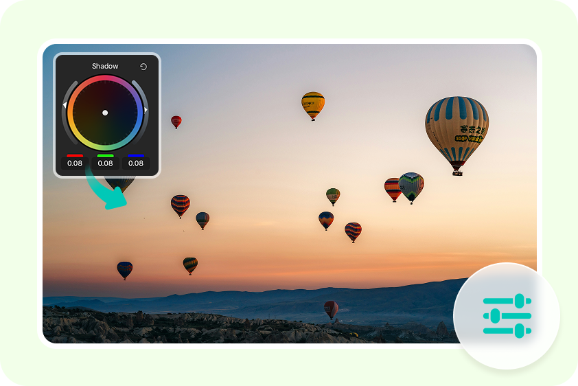 Adjusting shadows and highlights using the color wheel generator