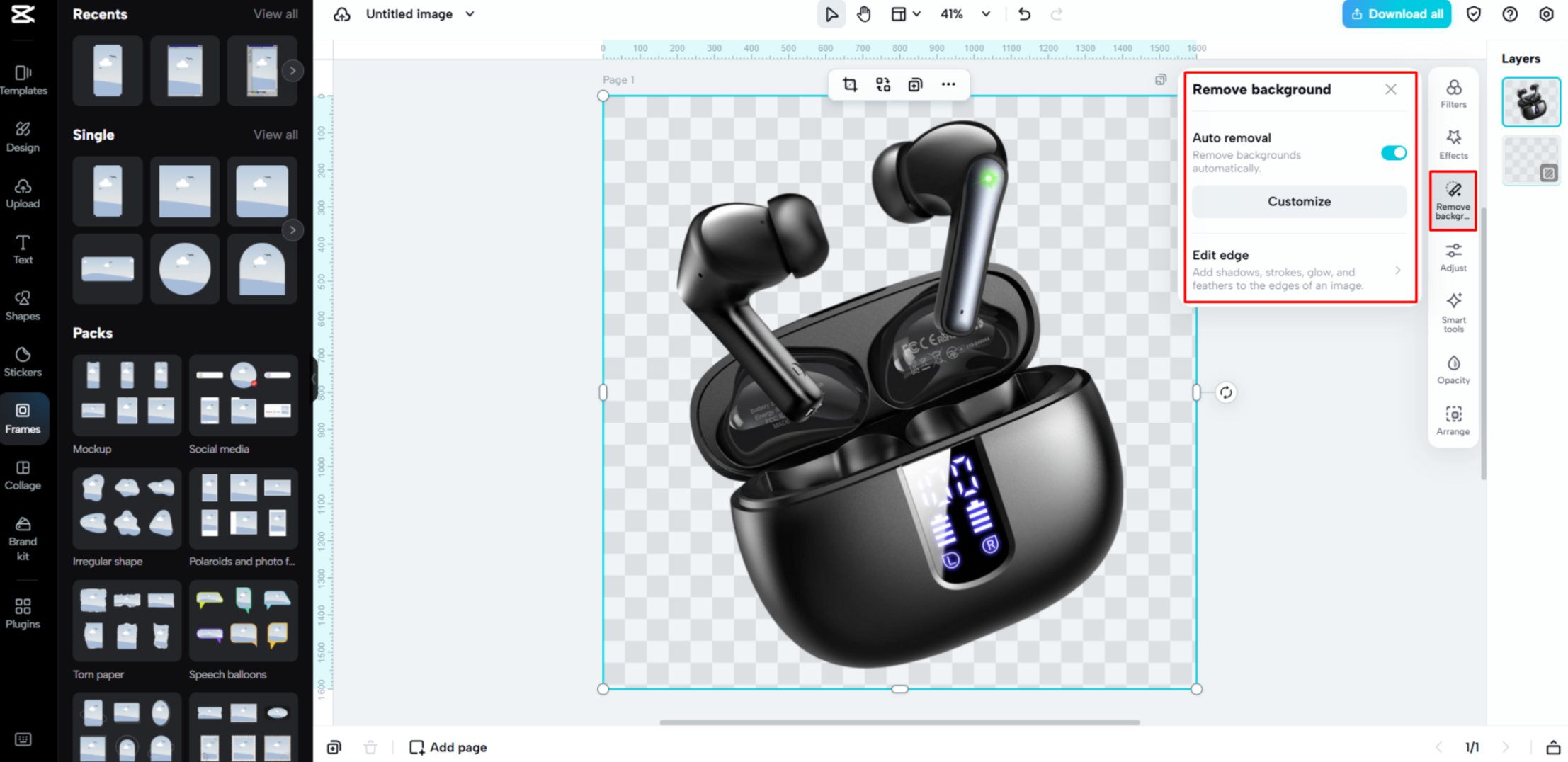 Suppression de l'arrière-plan de l'image avec CapCut Web