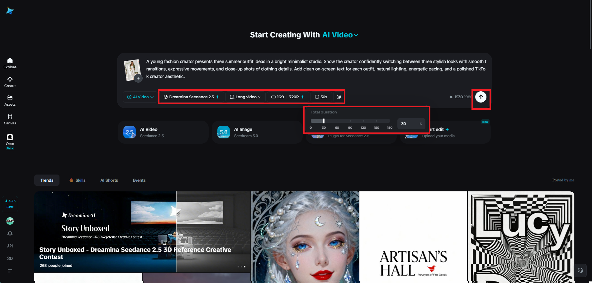 Select a video model and generate the video