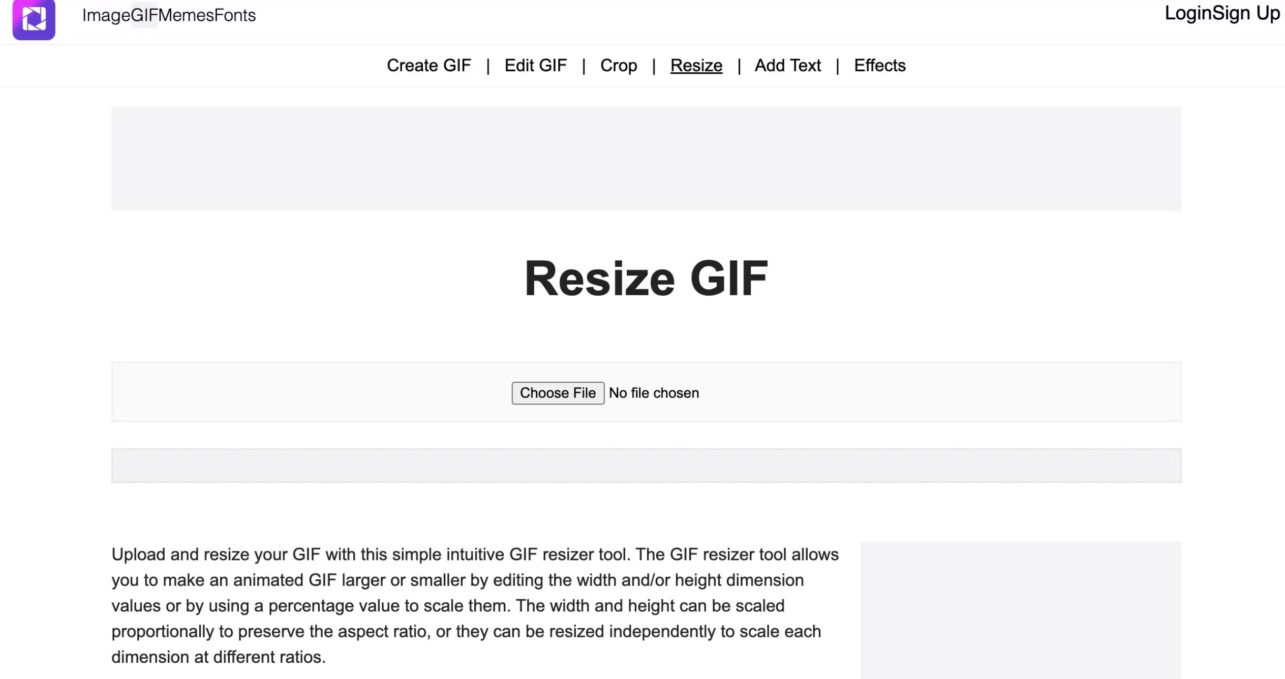 Interface of Gifgit - a good online GIF resizer