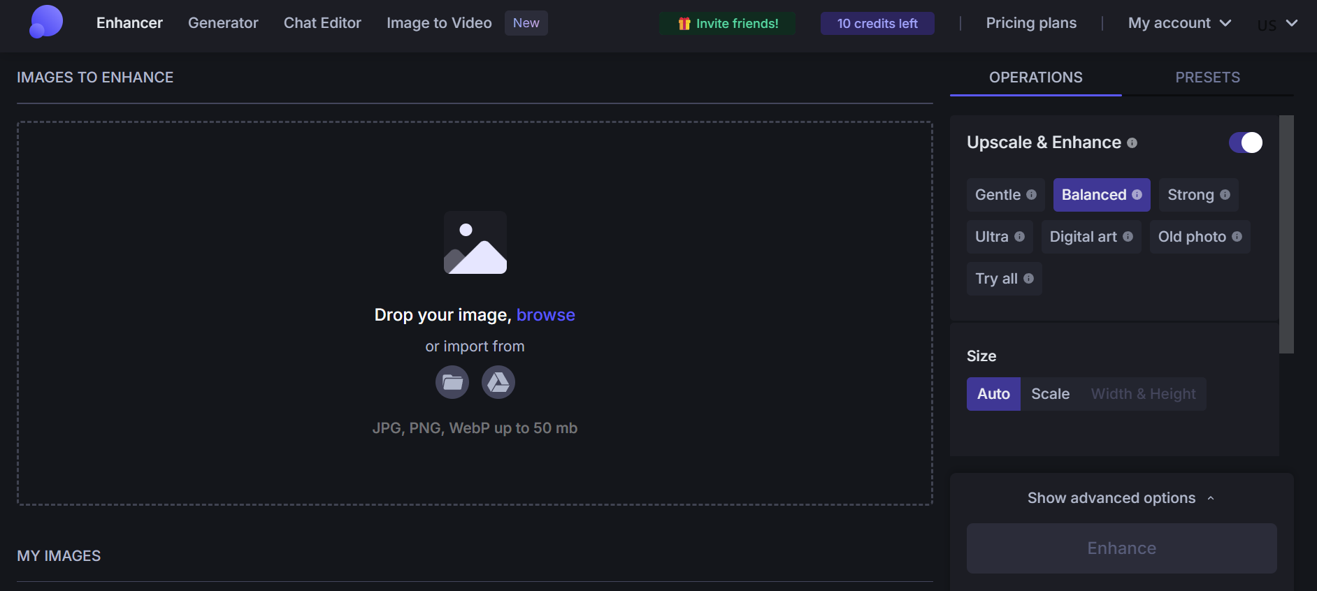 Інтерфейс Let's Enhance