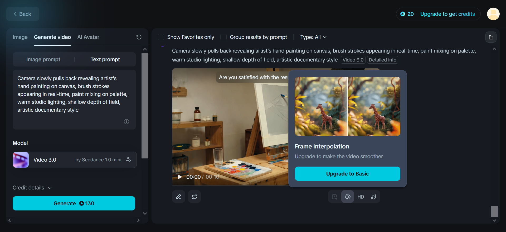 Frame interpolation