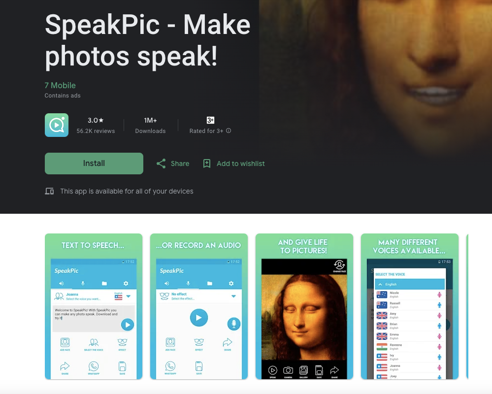 Make pictures talk on Android with SpeakPic