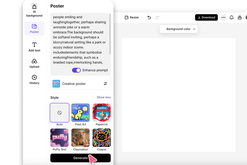 Enter prompt and generate