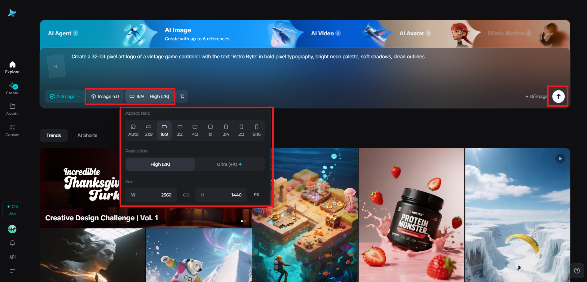 Select the model and adjust your settings