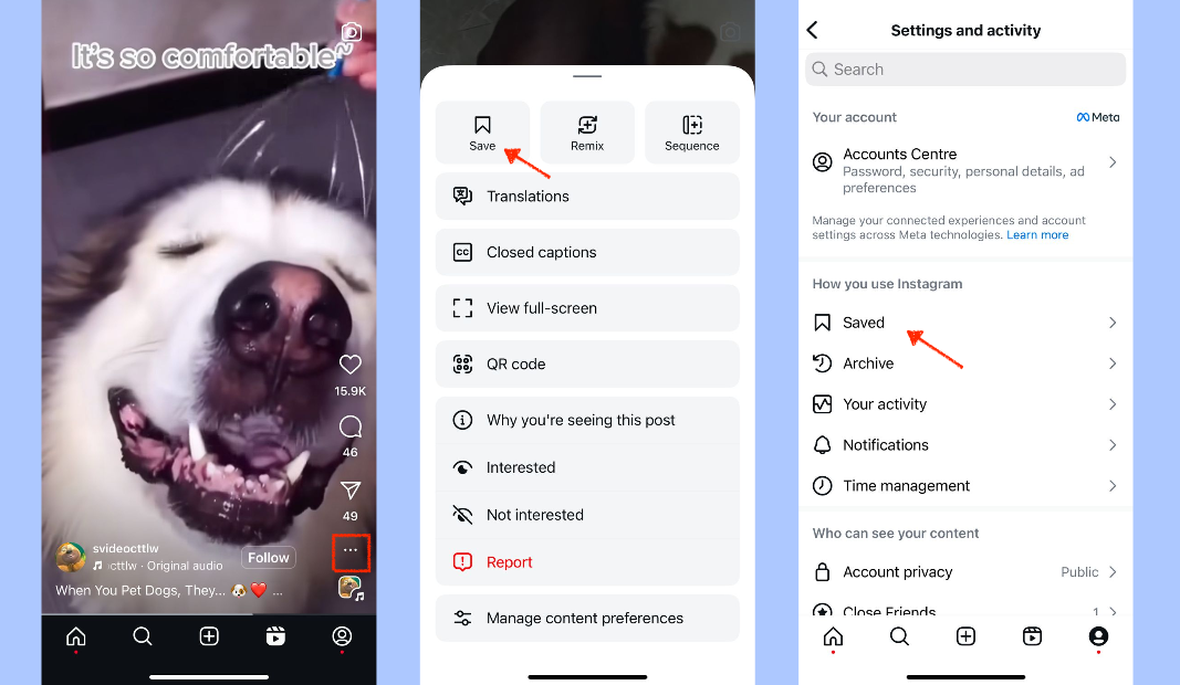 Save Reels with music using Instagram's save feature