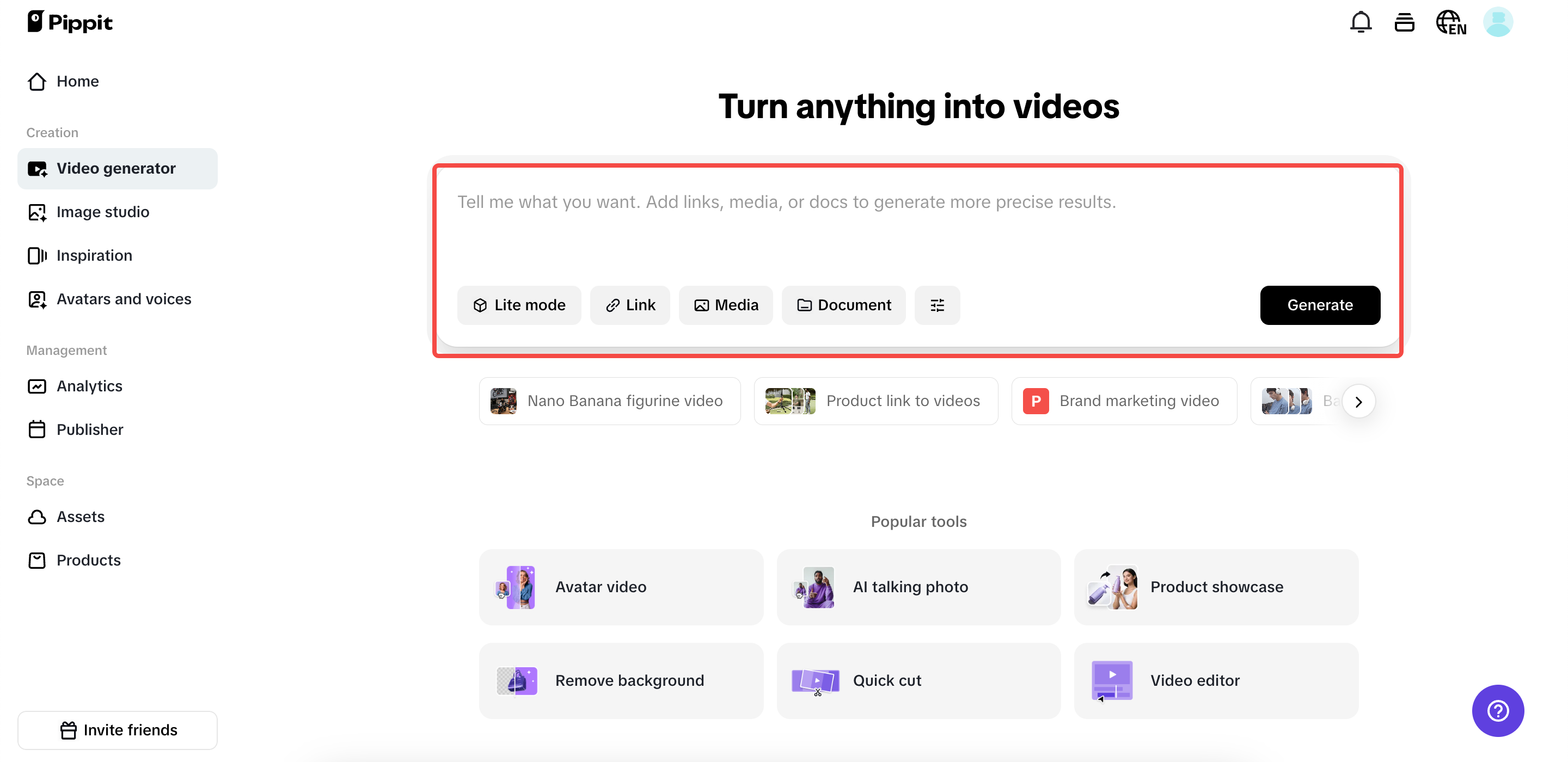 Gamitin ang tool na video generator