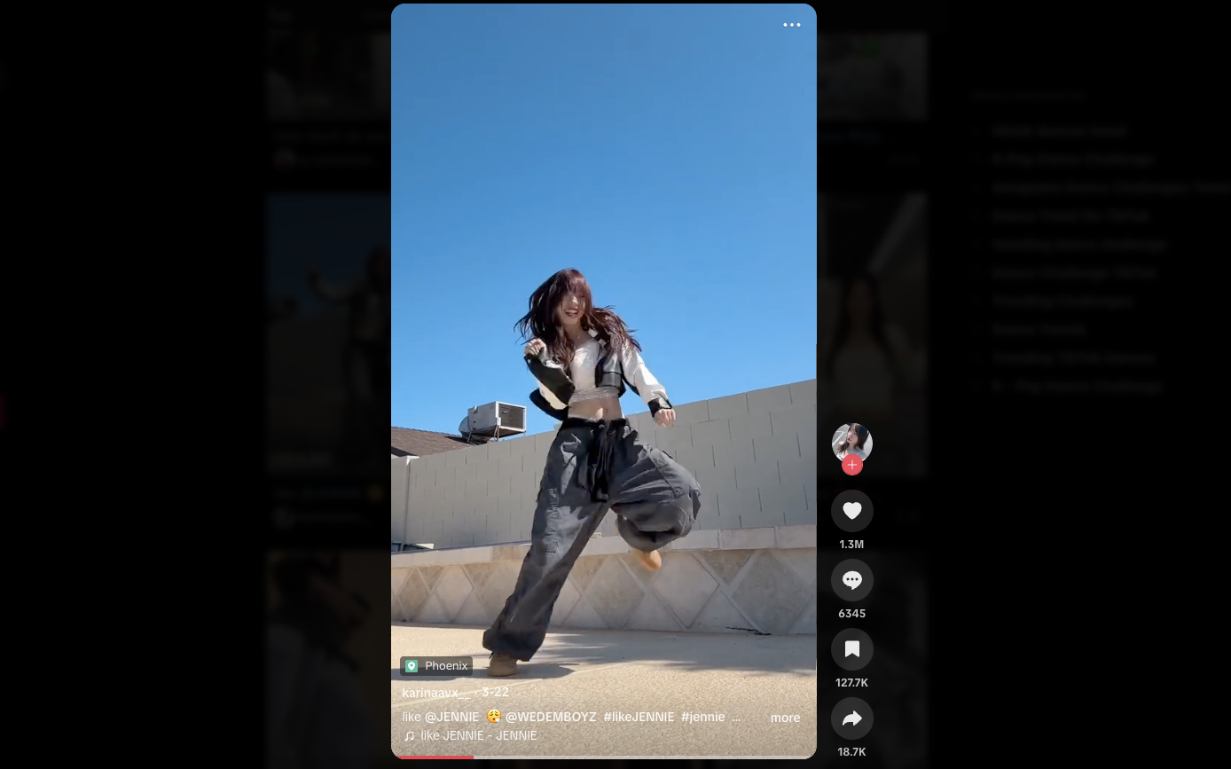 ダンスチャレンジTikTokビデオ