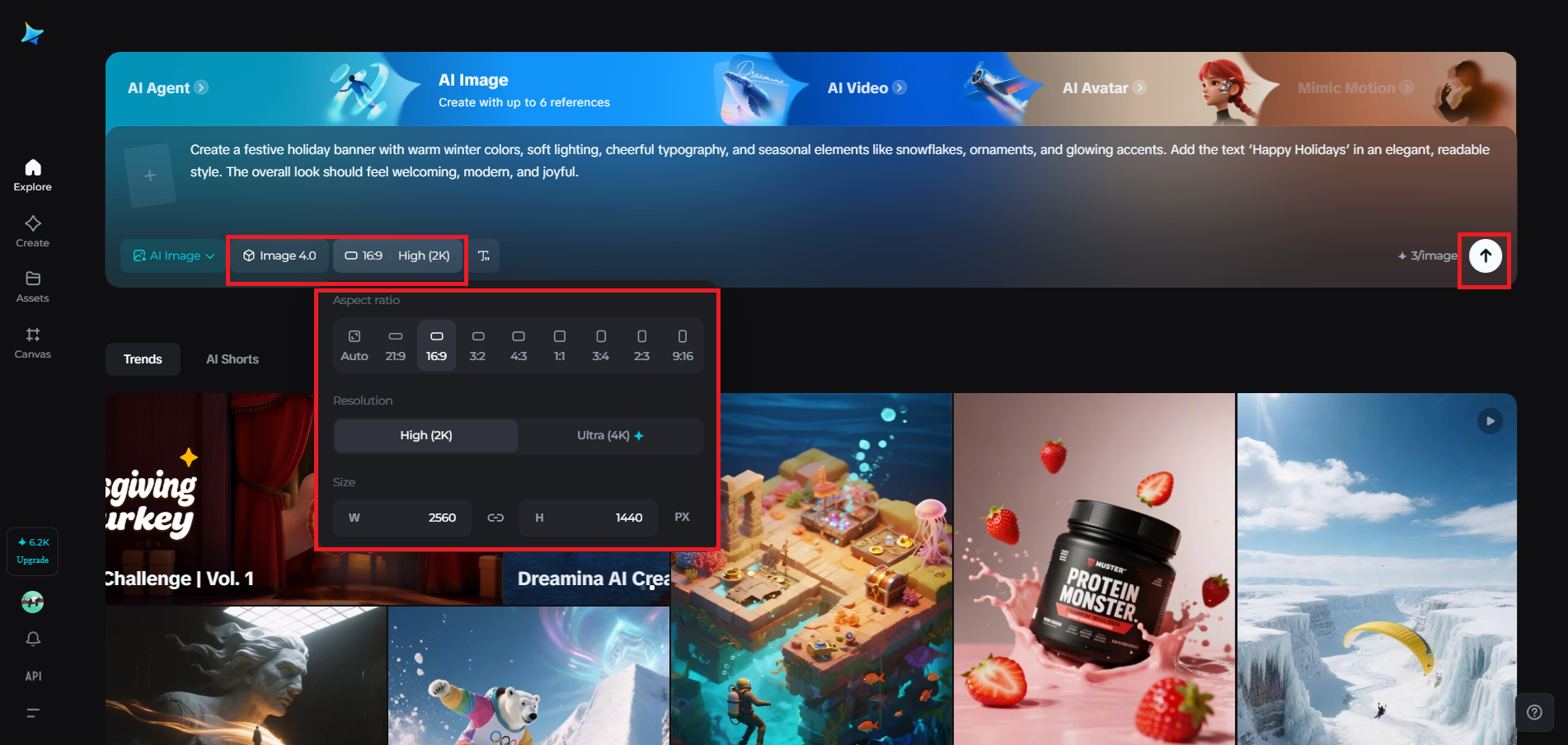 Choose model and image settings