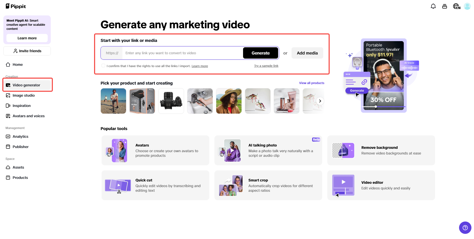 Upload product links and media