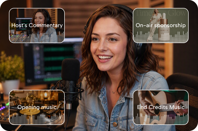 Combining podcast intros and voiceover clips