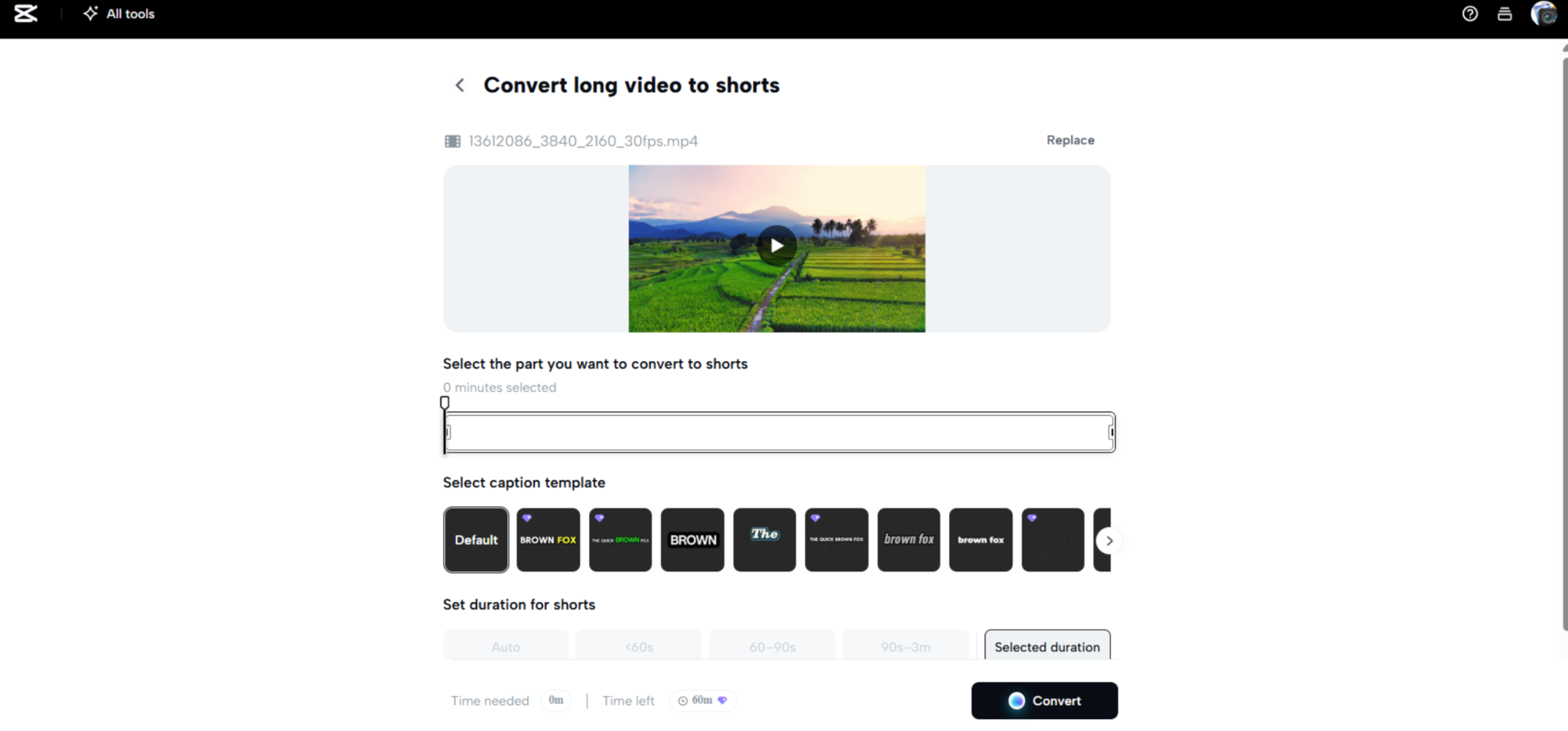 Interface von CapCut Web – eine ideale und kostenlose Alternative zu Vizard.AI