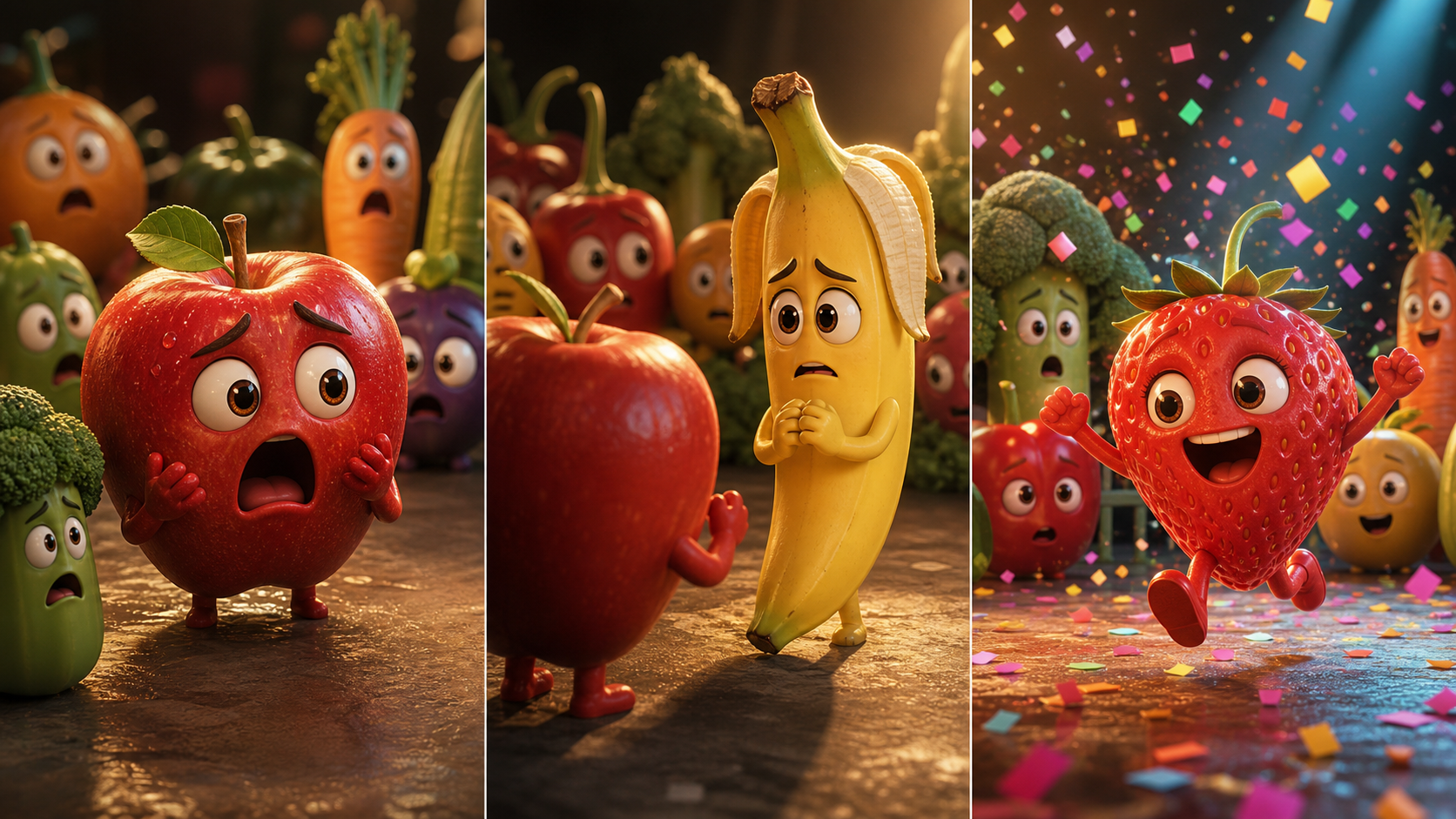 Fruit story storyboard prompt result