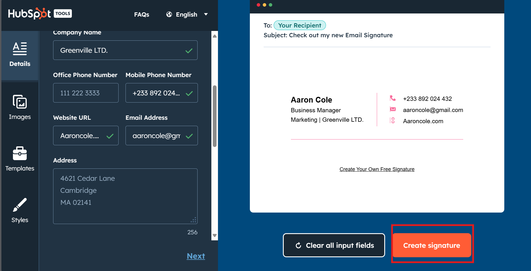 Save and apply HubSpot signature email