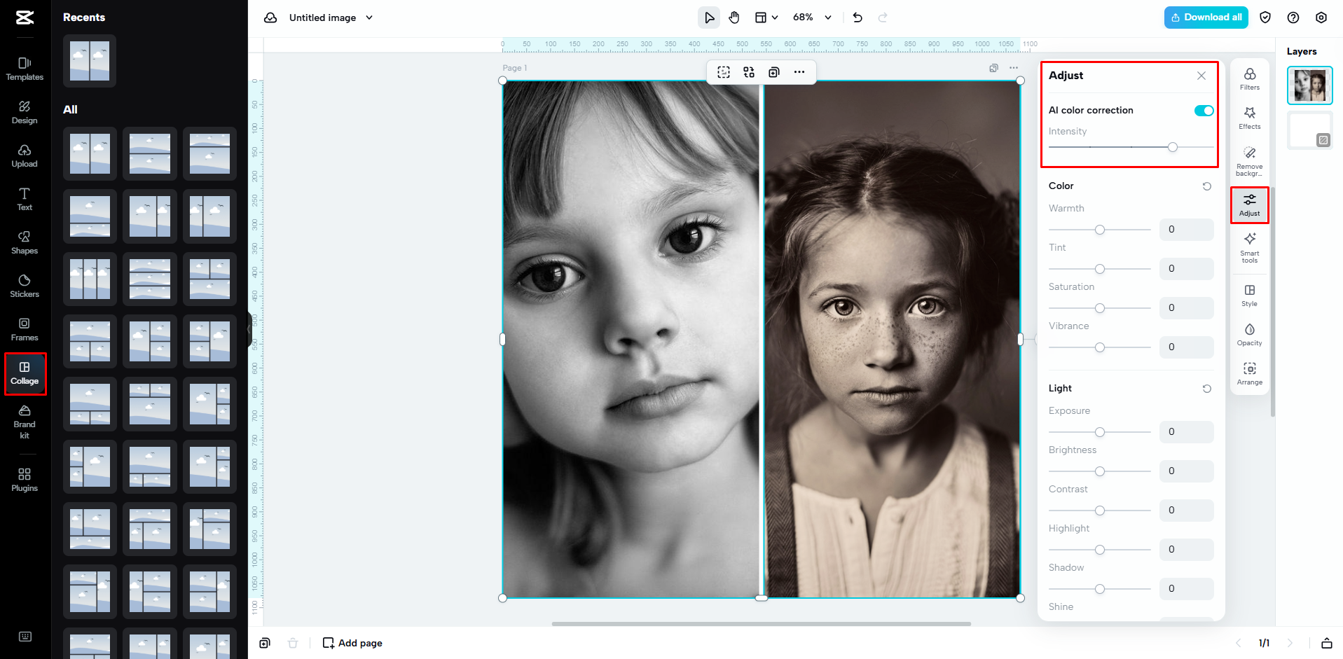 Making a photo collage with CapCut Web