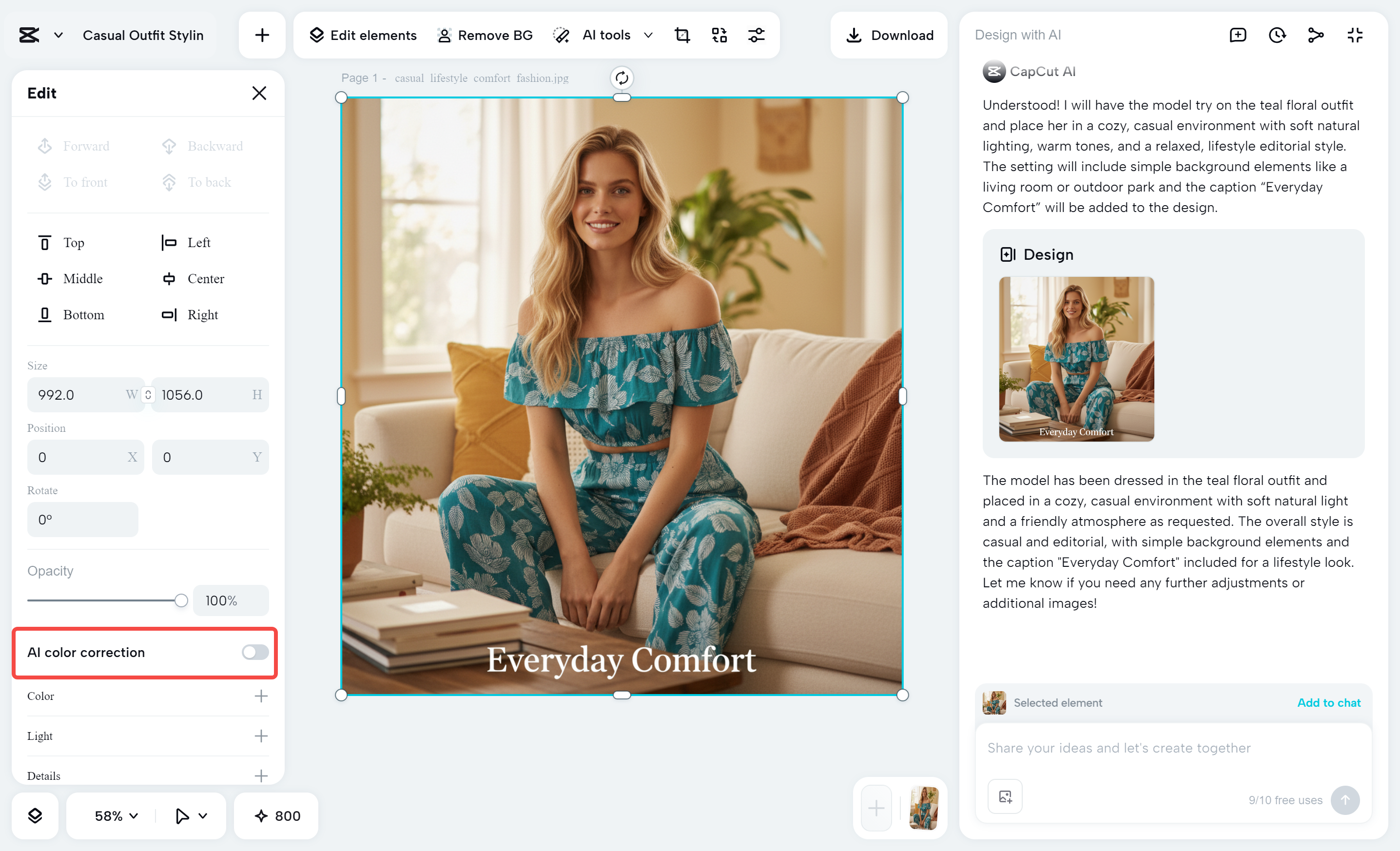Intelligent color correction