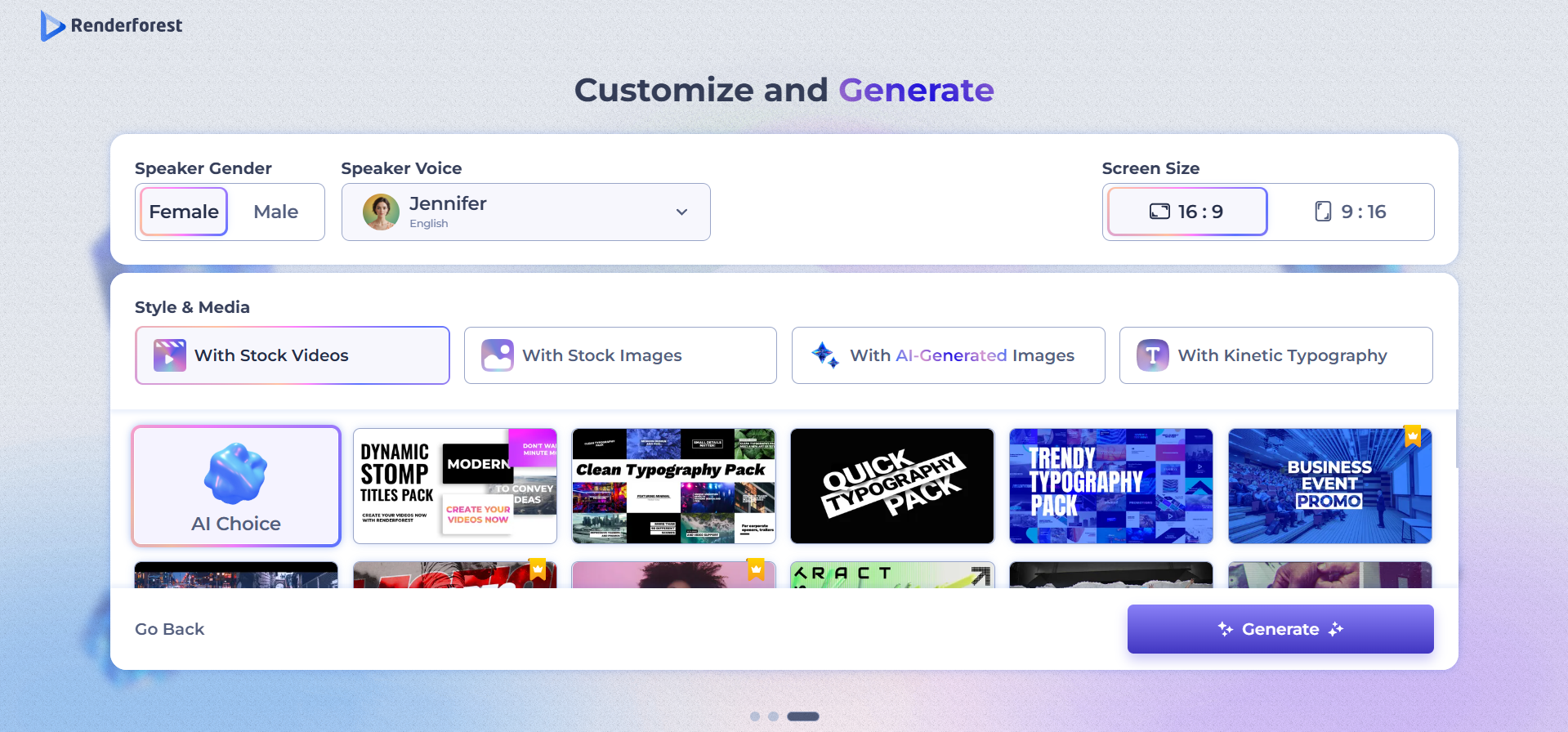 Interface do Render Forest