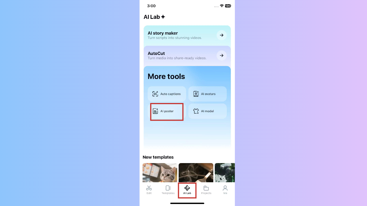 Navigate to AI poster tool