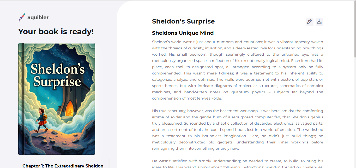 Interface do Squibler - o melhor gerador de histórias IA grátis