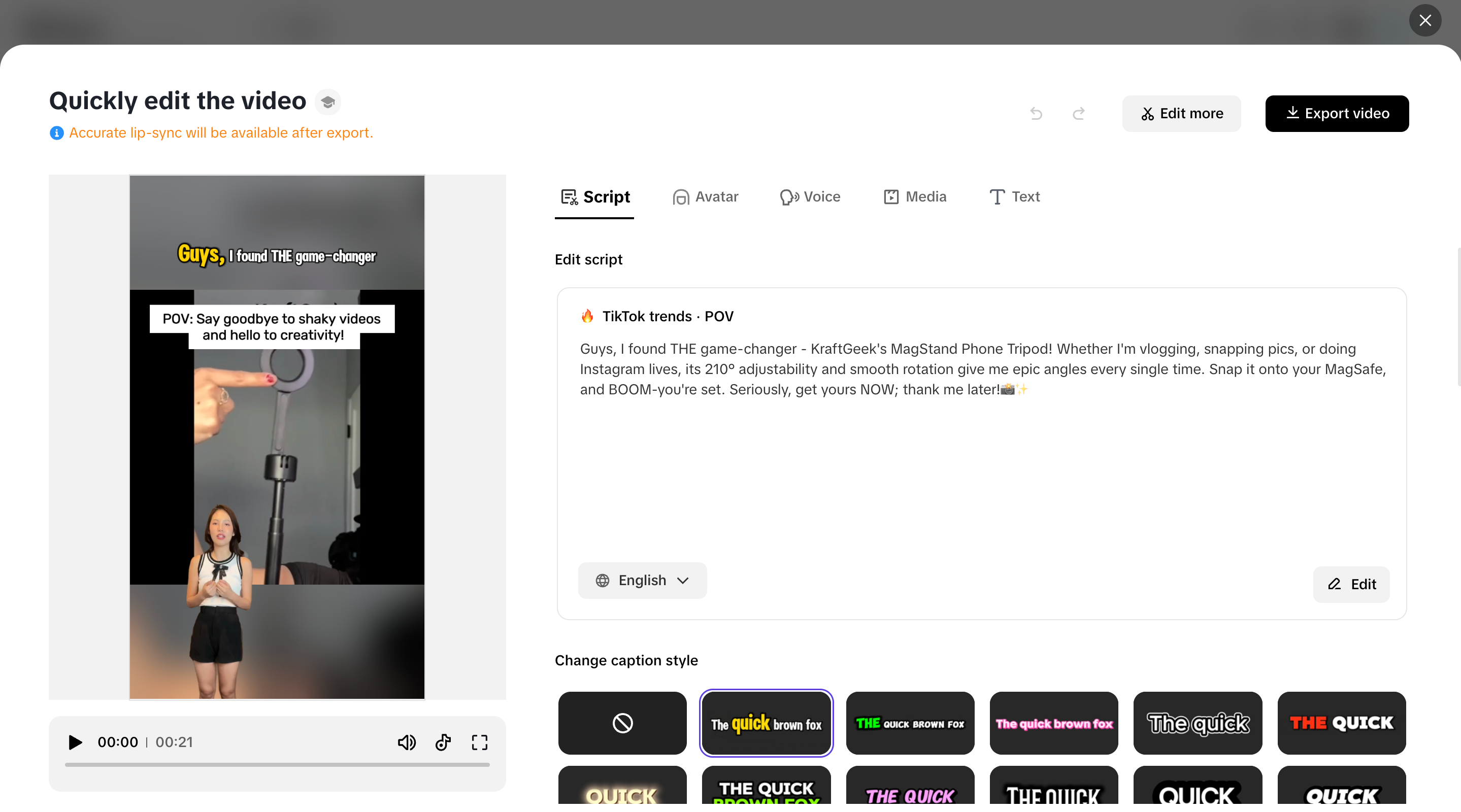 Edit and refine your video