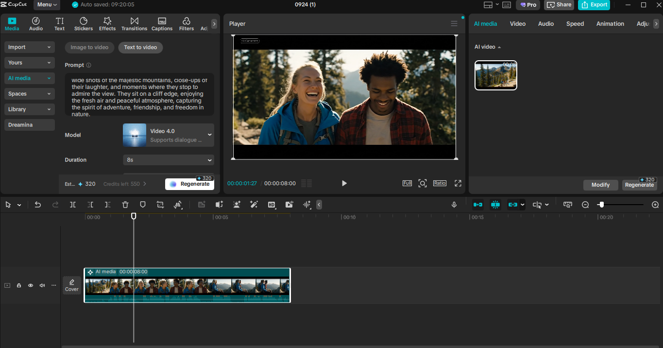 Interface of the CapCut desktop video editor