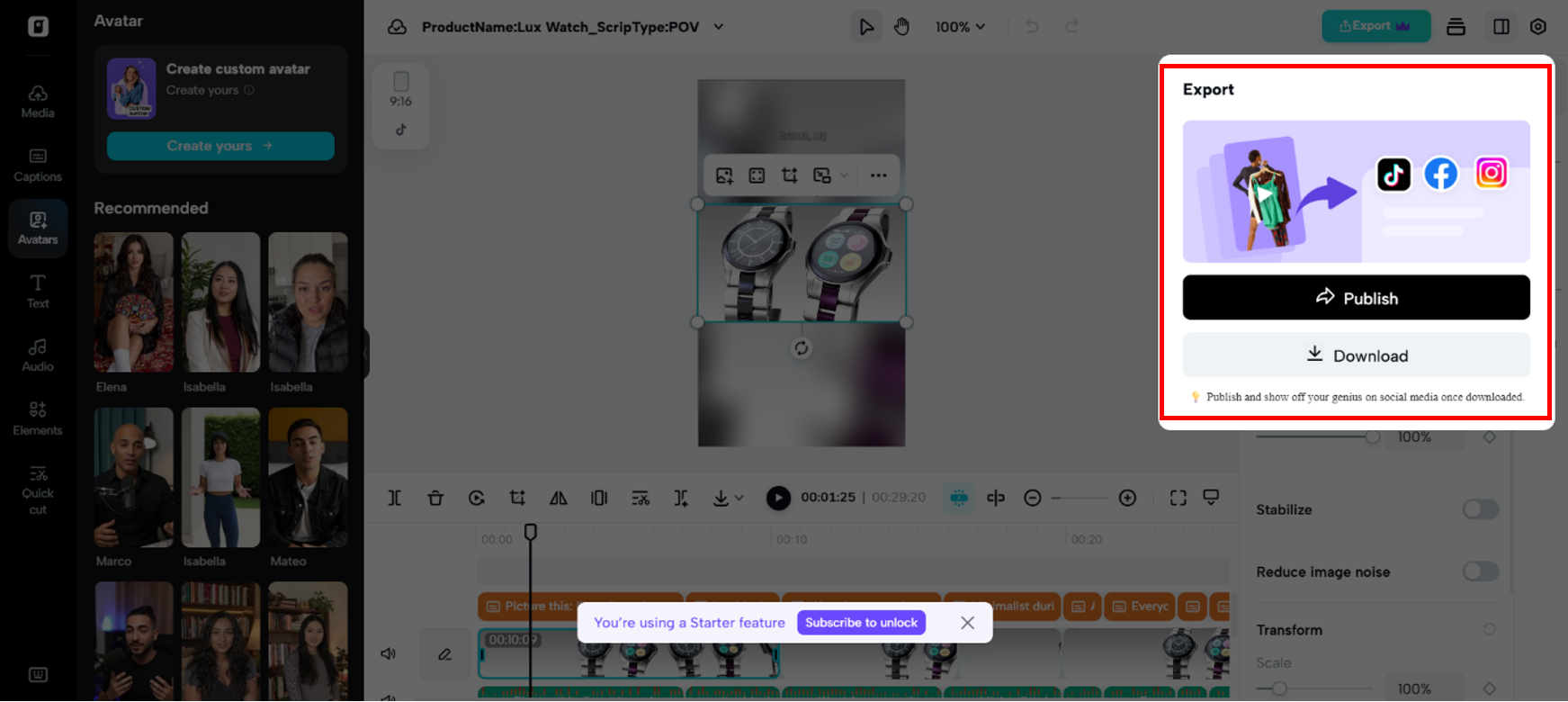 Export and share