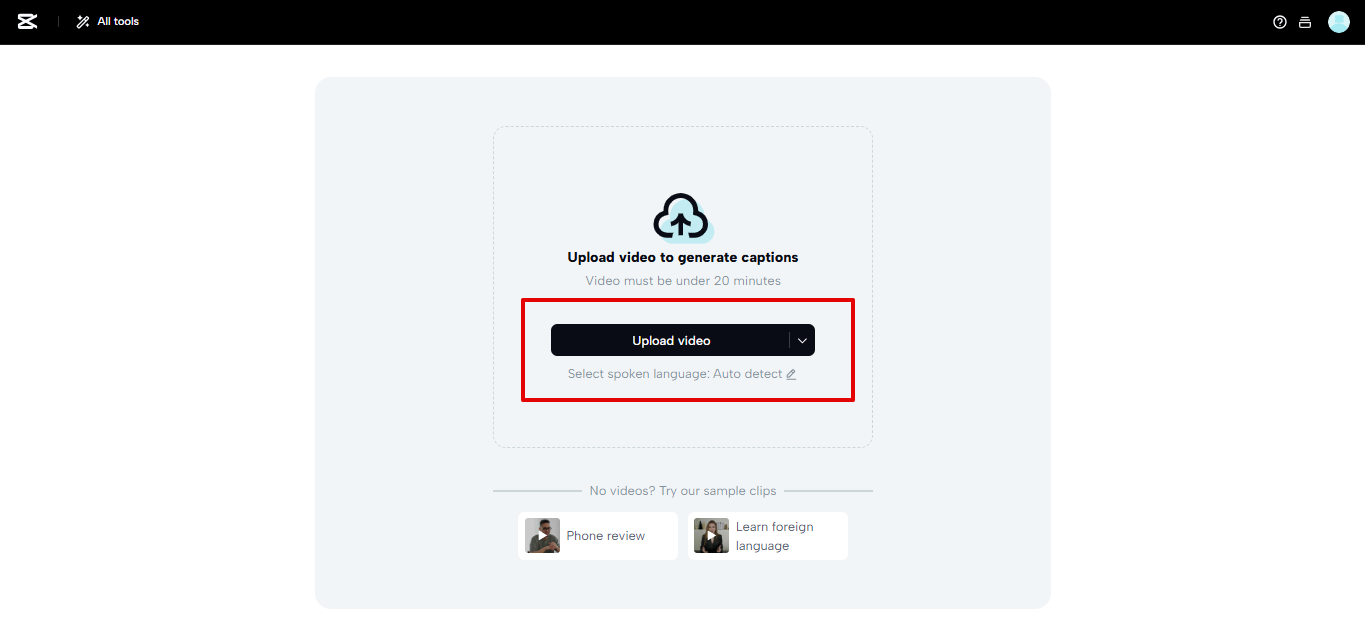 YouTube 동영상을 CapCut Web에 업로드하기