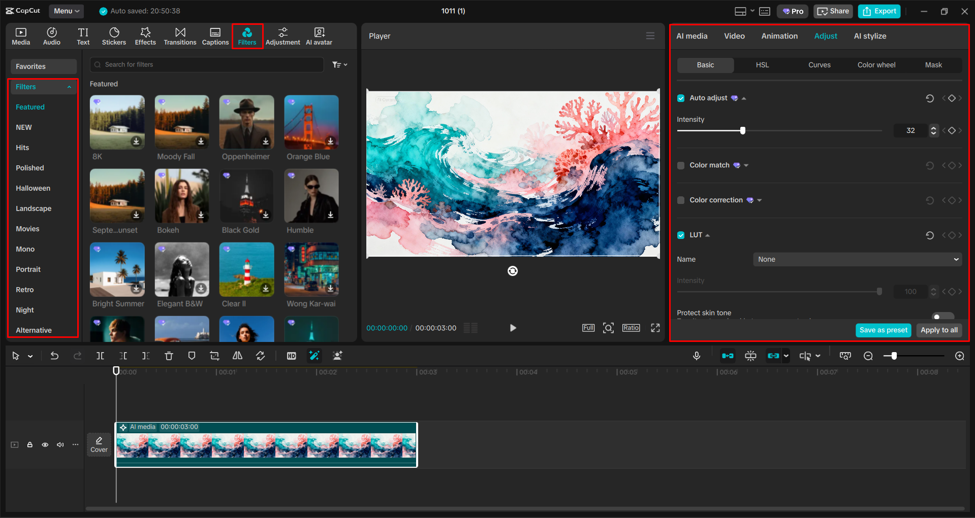 Editing an image with the CapCut desktop video editor