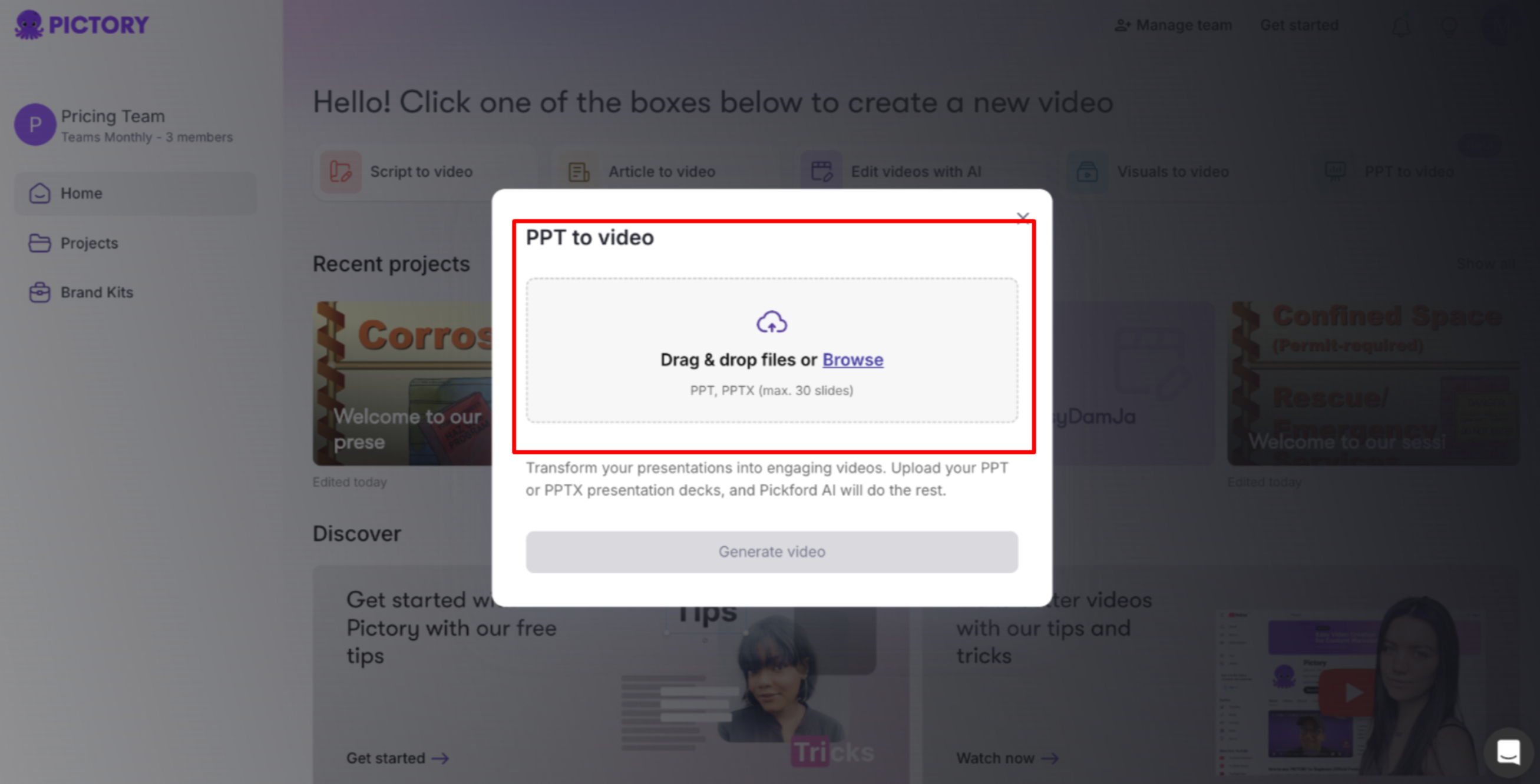 Hochladen Ihrer Datei, um PPT in Video zu konvertieren