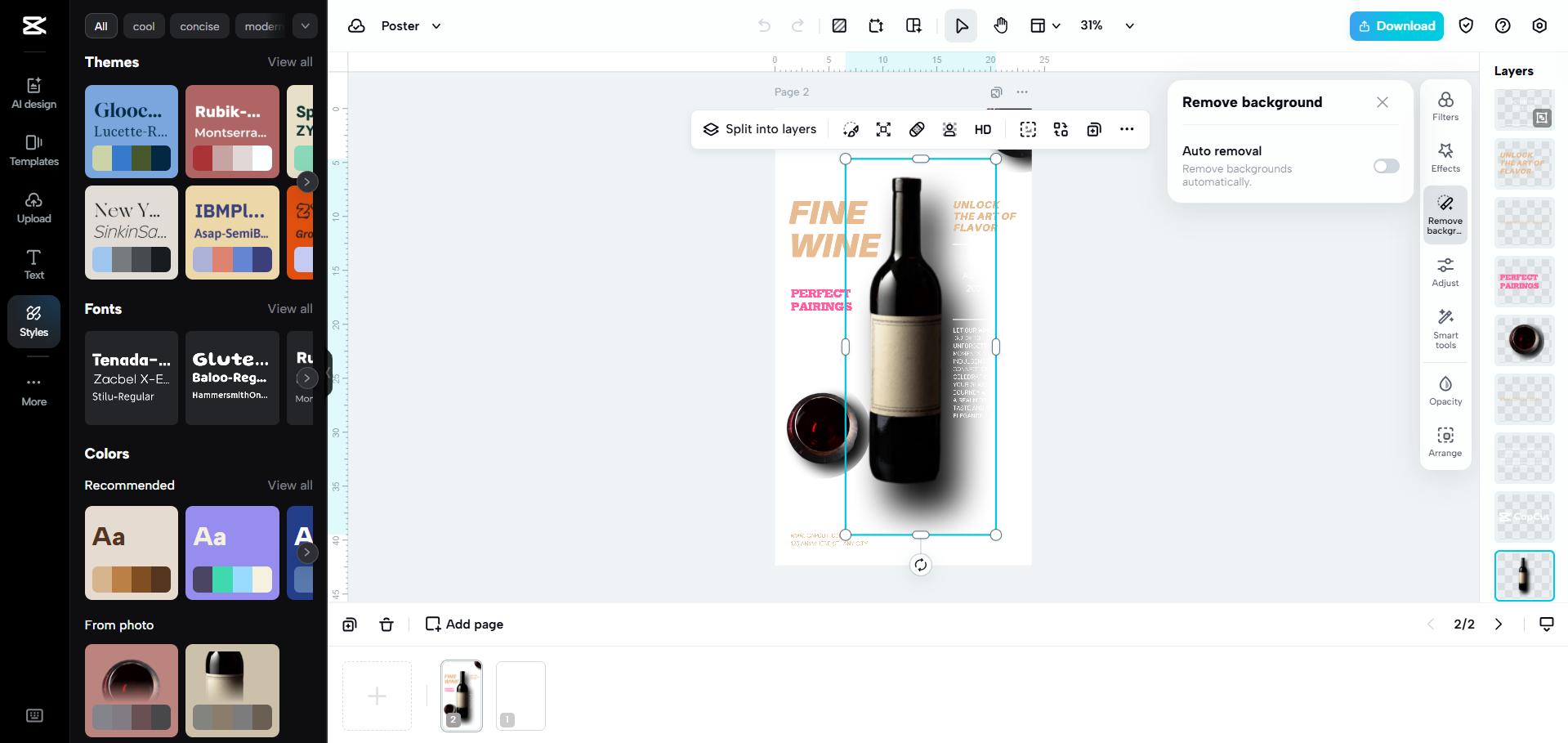 Interface de CapCut Web - une manière simple de créer des affiches captivantes