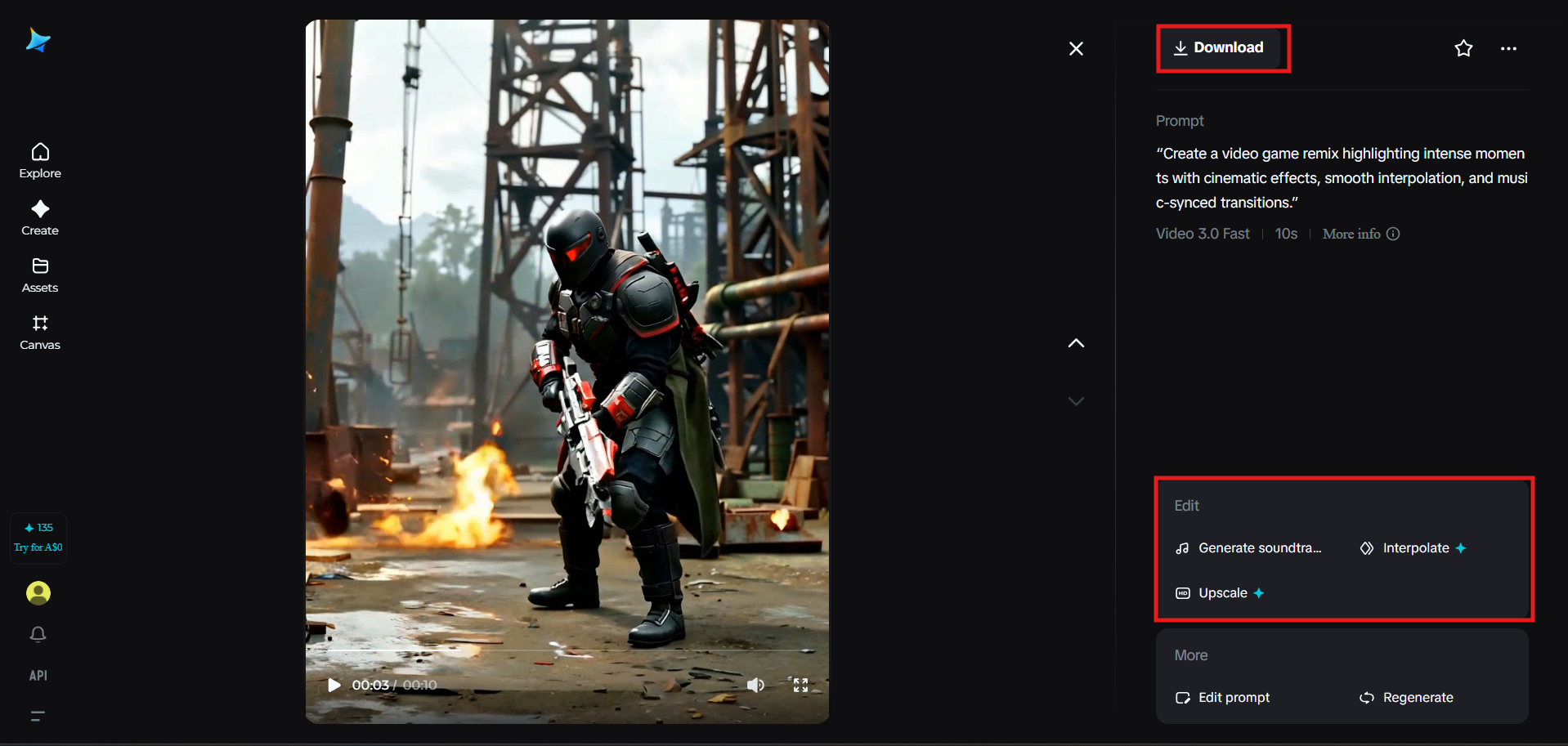 Descărcați remixul video AI terminat