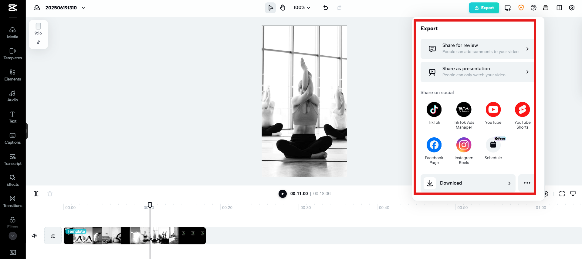 Export and share