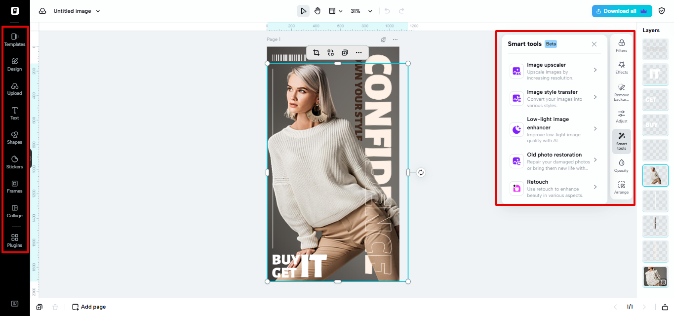 Pippit image editor space