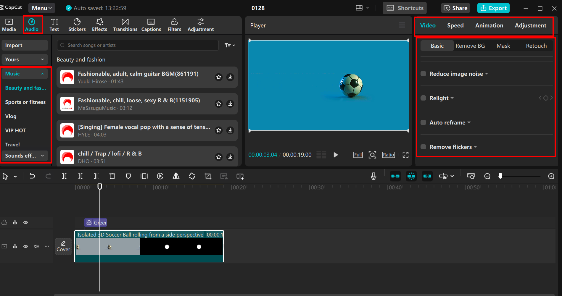 Editing a video in the CapCut desktop video editor