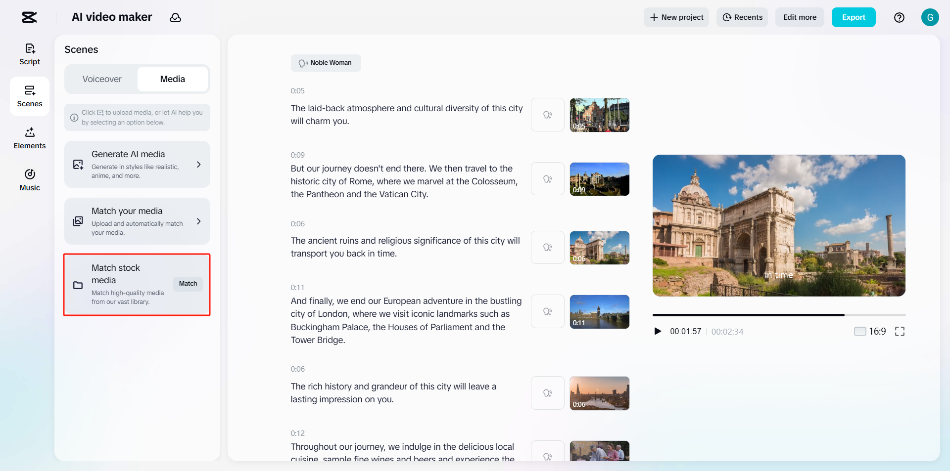 AI match stock media