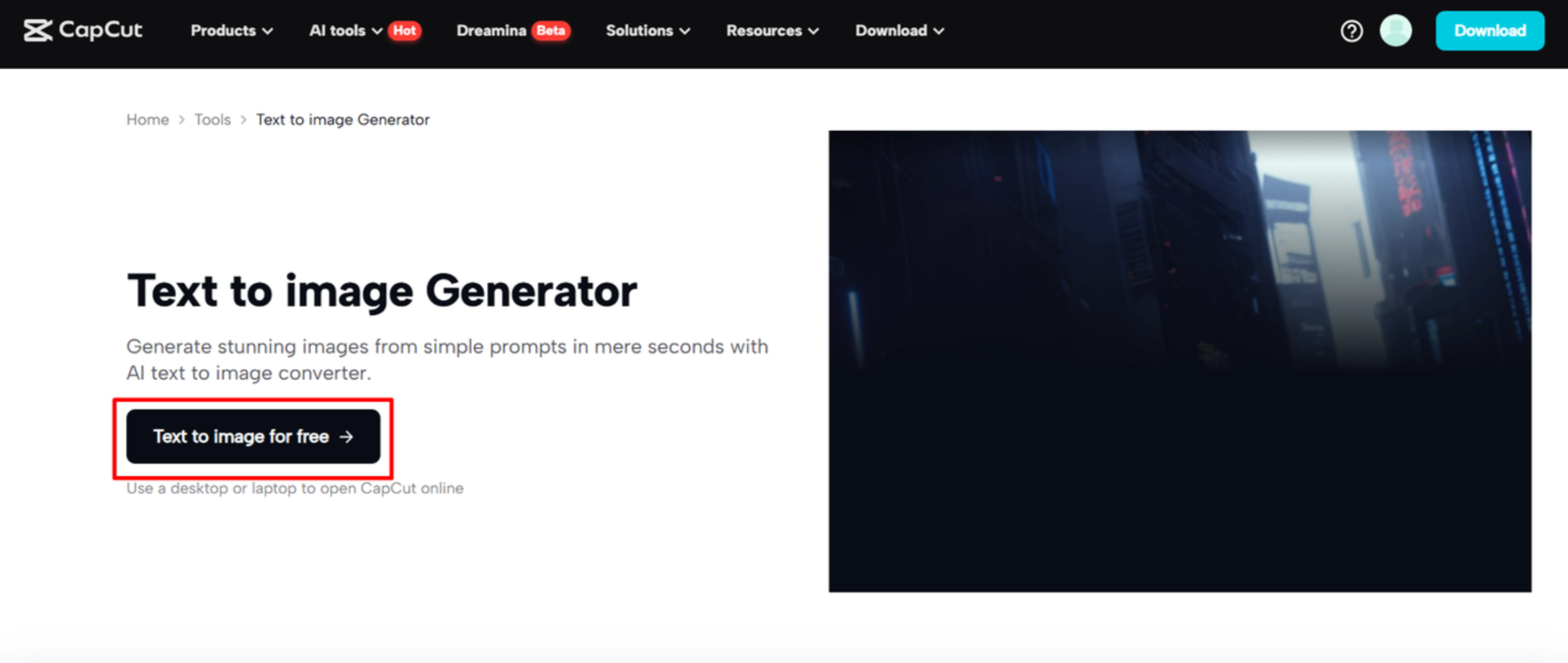  Accessing CapCut Web's AI image generator