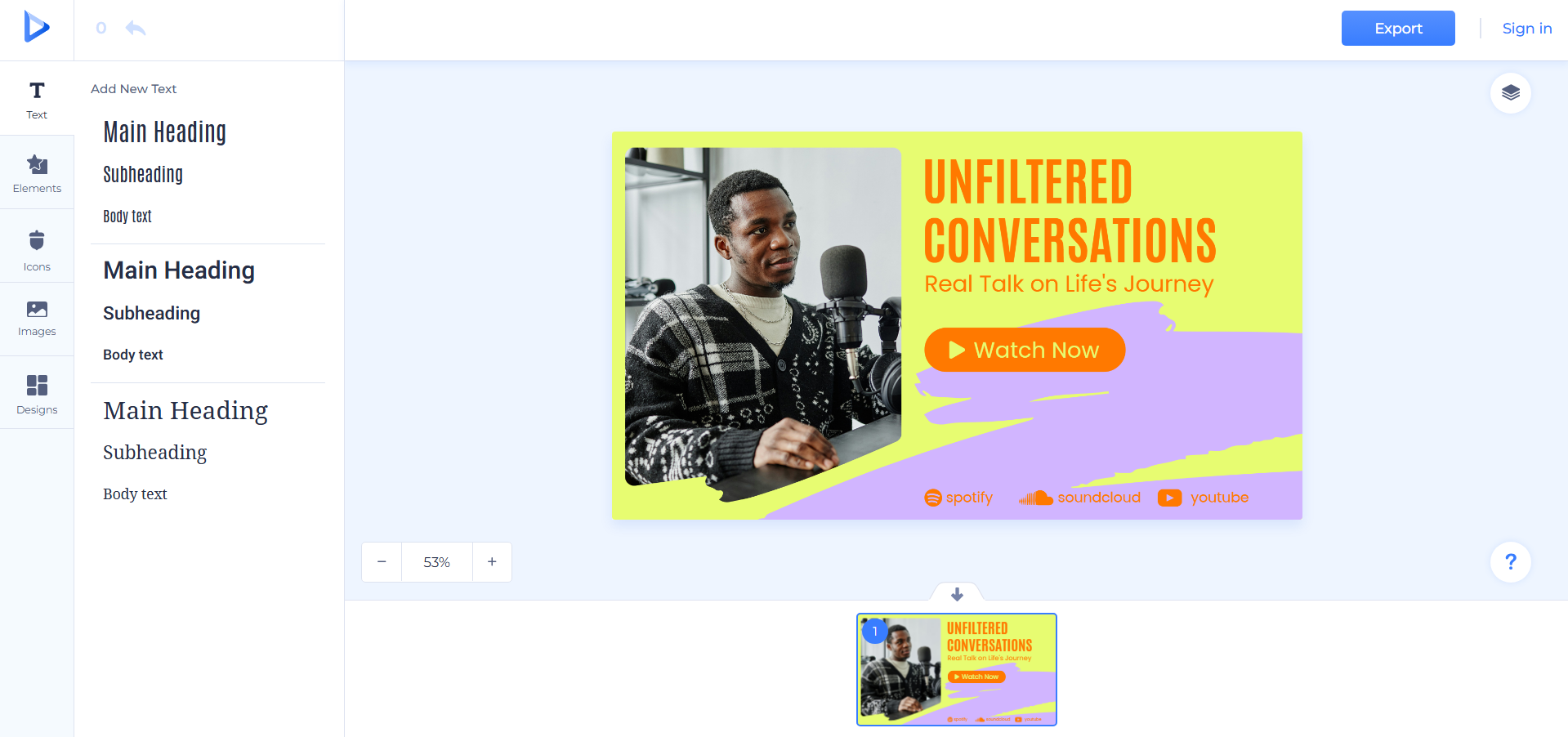 Renderforest interface