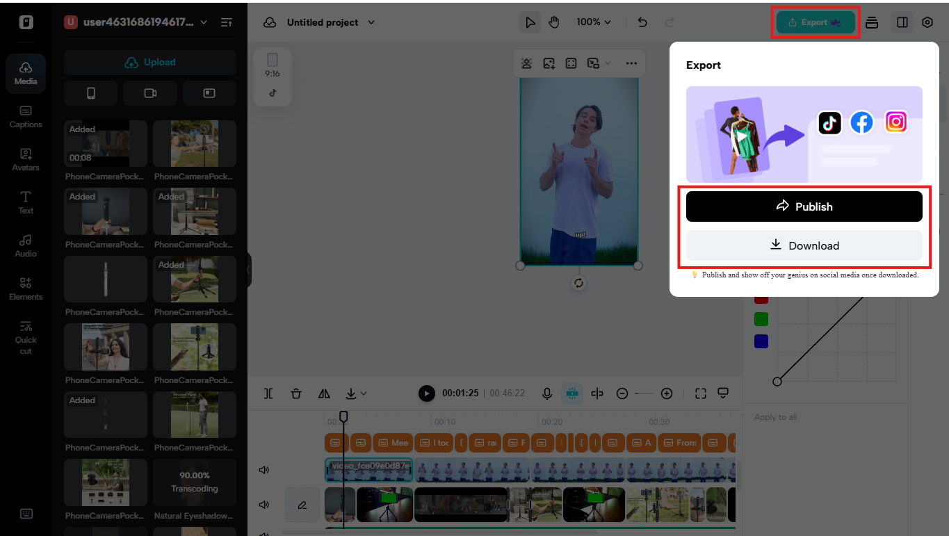 Export and publish