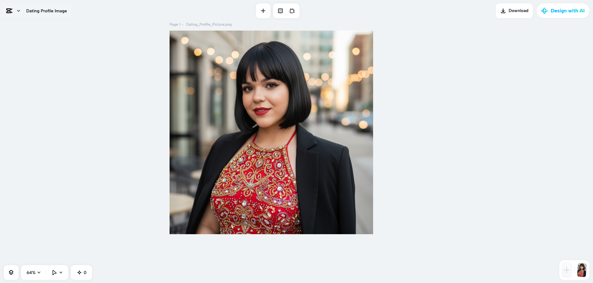CapCut's AI design creating dating profile pictures