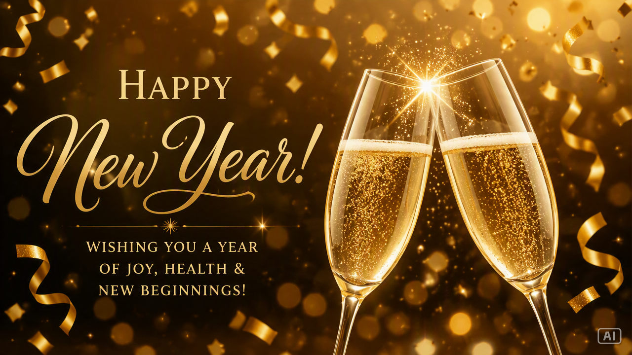 New Year card champagne toast image generated by Pippit