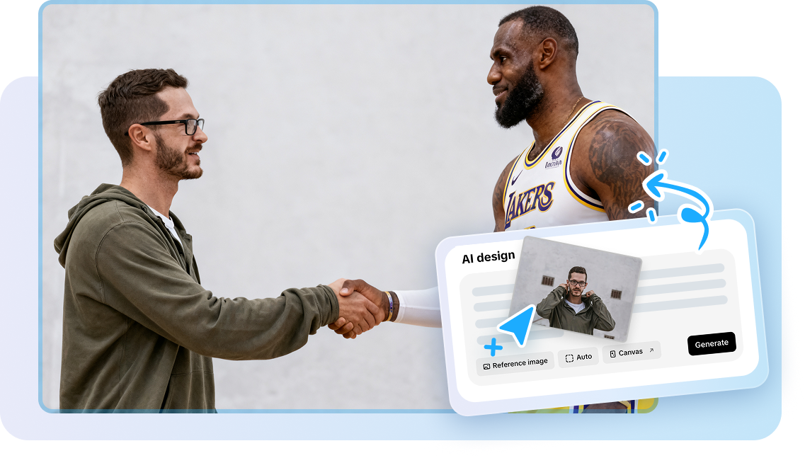 AI design tool in Pippit to create AI handshake
