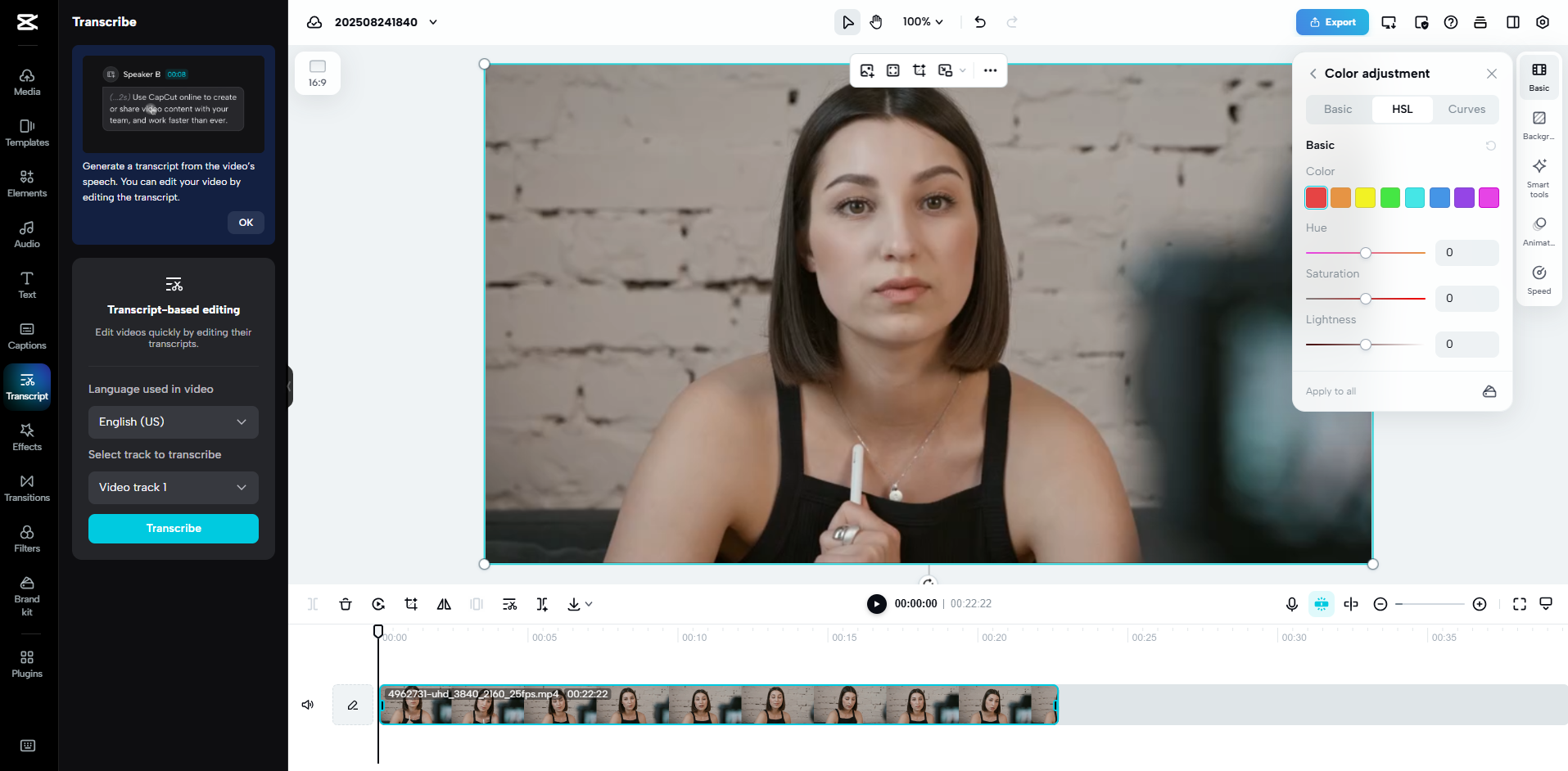Interface van CapCut Web - de beste tool om videocontent te bewerken