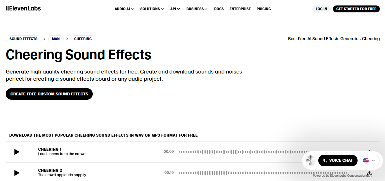 Elevenlabs - เป็นที่รู้จักกันเป็นอย่างดีสำหรับเอฟเฟกต์เสียงเชียร์ฝูงชน