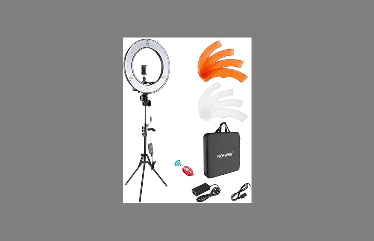 Neewer Ring Light Kit: 18″/48cm Outer 55W 5500K Dimmable LED Ring Light 