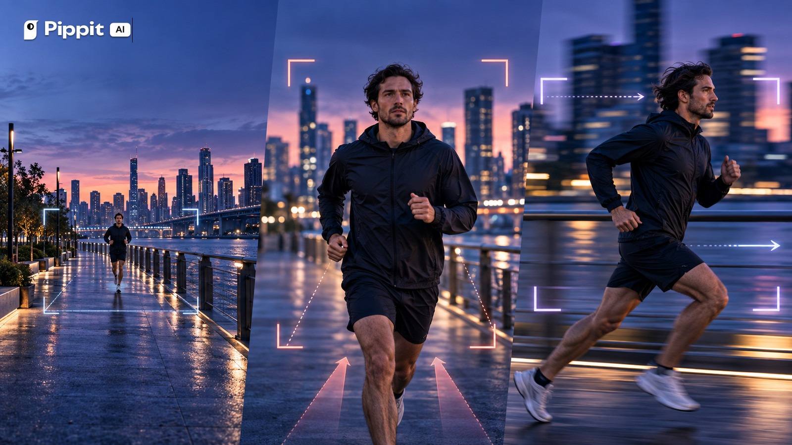 A creator compares wide, close, tracking, and low-angle camera views of one scene.