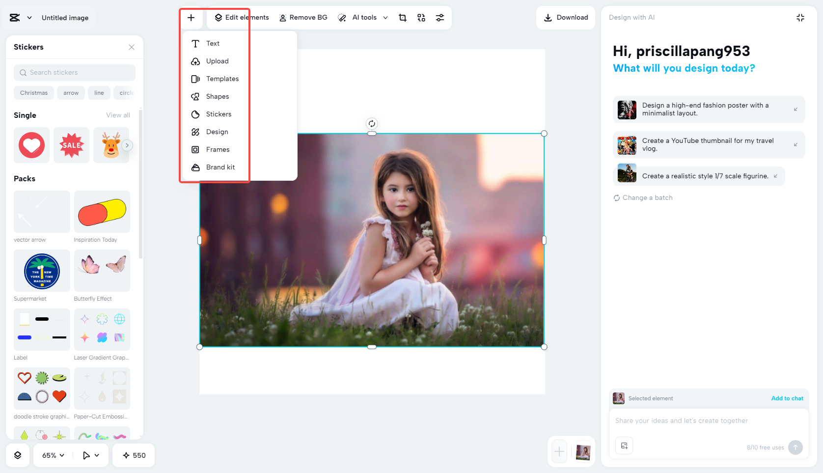 Adding visual elements in CapCut