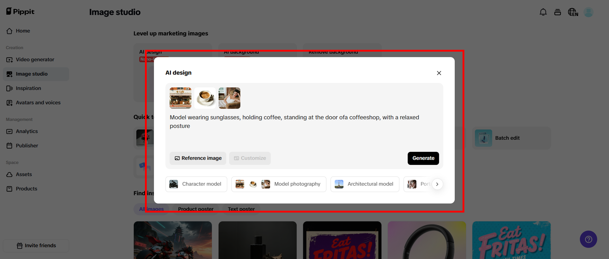 Ilagay ang prompt at pindutin ang generate.