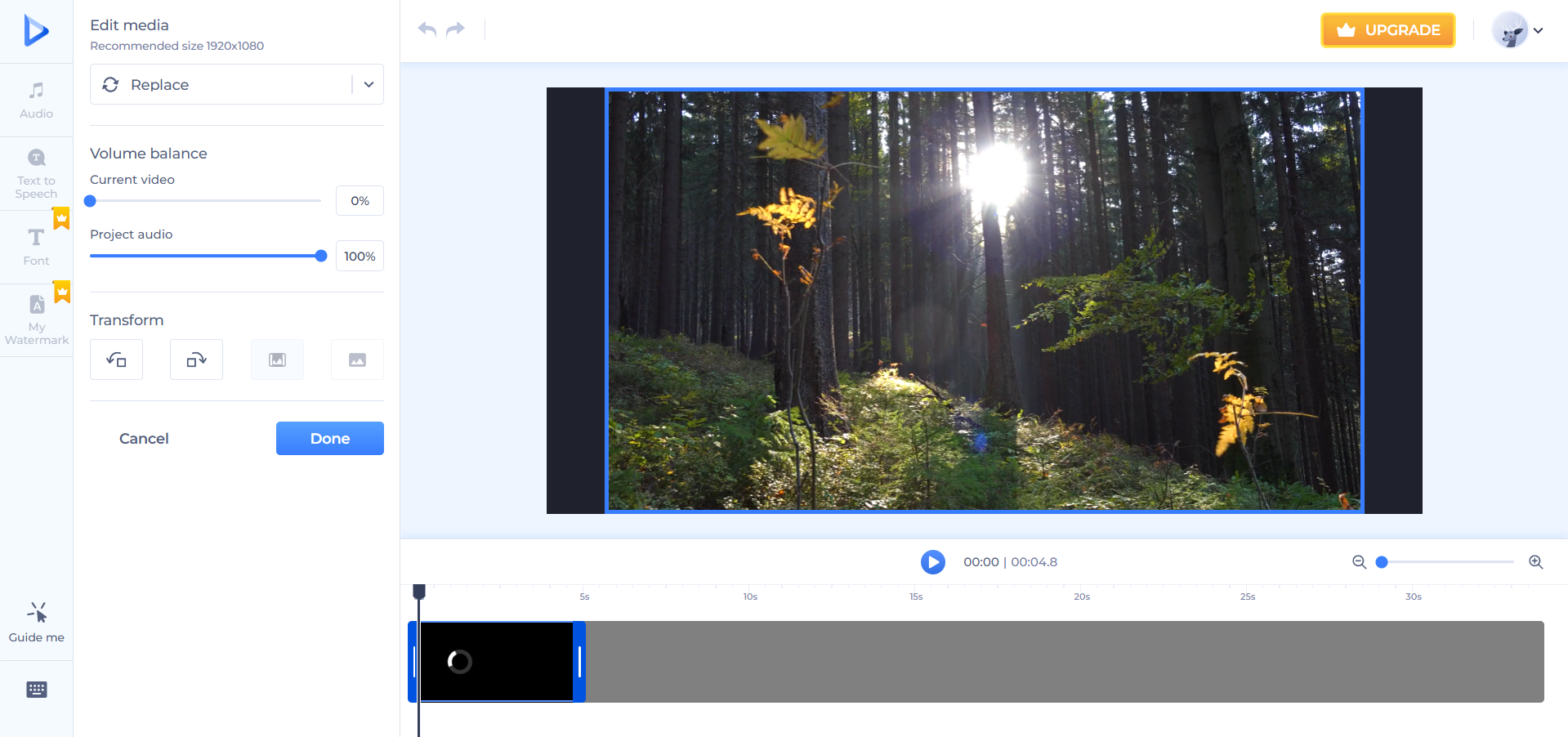 Renderforest interface