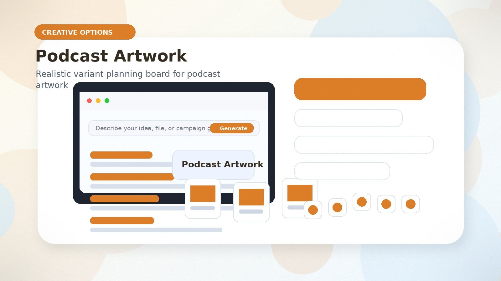 Podcast Artwork realistic creative options visual for podcast artwork