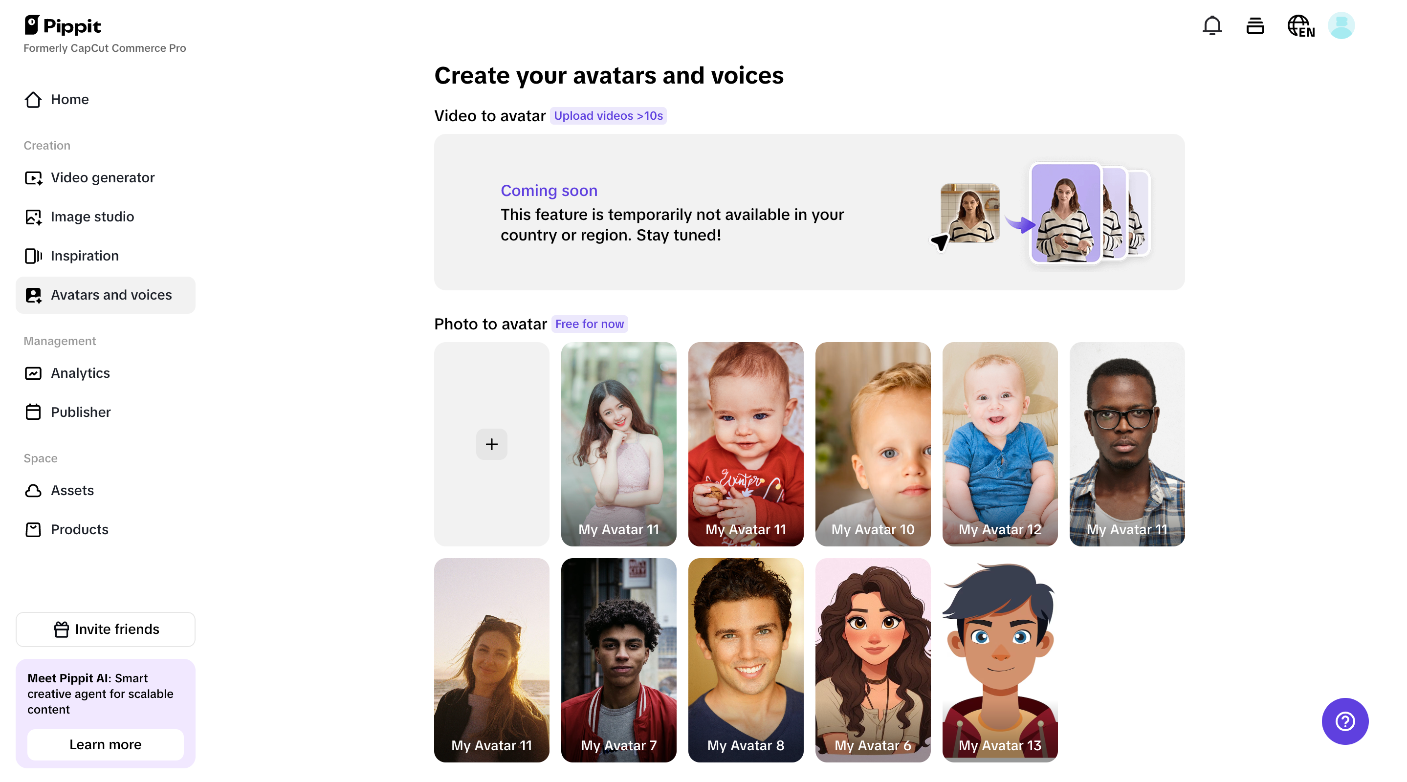 Instant avatar transformation